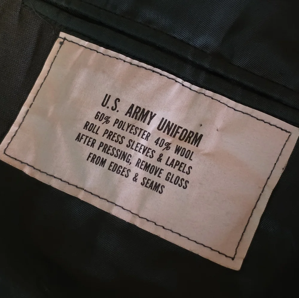Vintage U.S. Army Dress Uniform Set Green Wool Poly Jacket 38R Pants 30x32 - Picture 7 of 15